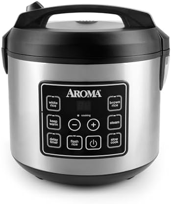 Aroma Housewares 8-Cup (Cooked) (4-Cup UNCOOKED) Digital Rice Cooker and Food Steamer (ARC-914D),White