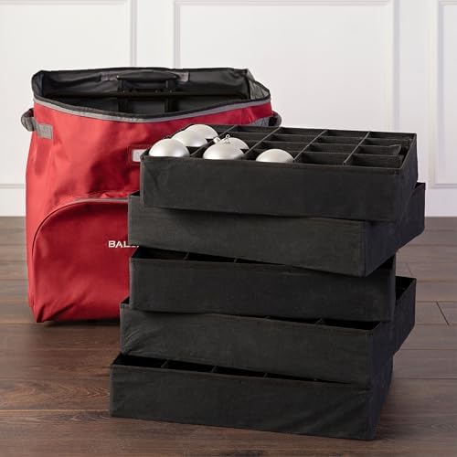 Balsam Hill Deluxe Rolling Ornament Chest - 120pc Christmas Decoration Storage with Dividers & Trays