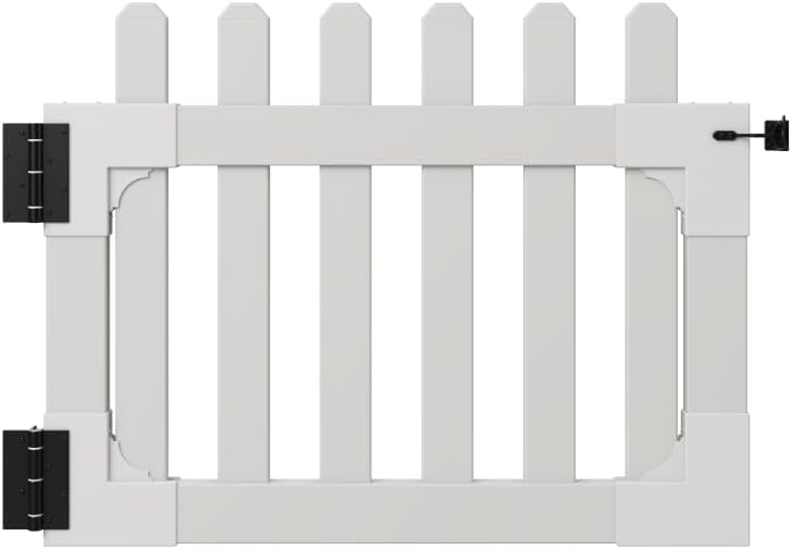 WamBam Newport Picket Fence, White Vinyl DIY No Dig Kit | 3ftH x 6ftW, 1 Panel + 1 Post, ZP19002