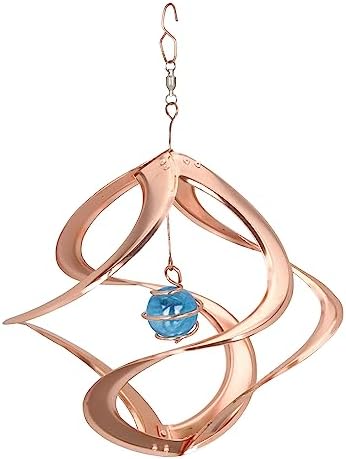 Red Carpet Studios The Original Cosmix Helix Wind Spinner Indoor/Outdoor Hanging Art, 11" Tall, Copper with Blue Planet