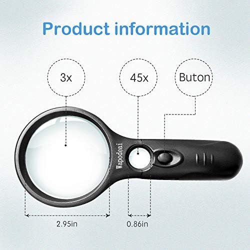 Wapodeai 3X 45X High Magnification, Suitable for Reading