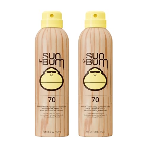 Sun Bum Original SPF 70 Broad Spectrum Sunscreen Body Spray - 6 oz | Moisturizing with Vitamin E, Vegan, Hawaii 104 Act Compliant (Made without Octinoxate & Oxybenzone)