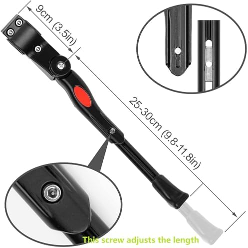 Bike Kickstand, Adjustable Aluminum Alloy, 20" 24" 26", Black | For Road Mountain Bike