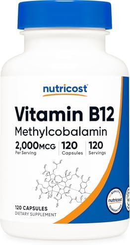 Nutricost Vitamin B12 (Methylcobalamin) 2000mcg, 240 Capsules, Gluten Free | Vegetarian Caps, GMO-Free, B12 Supplement
