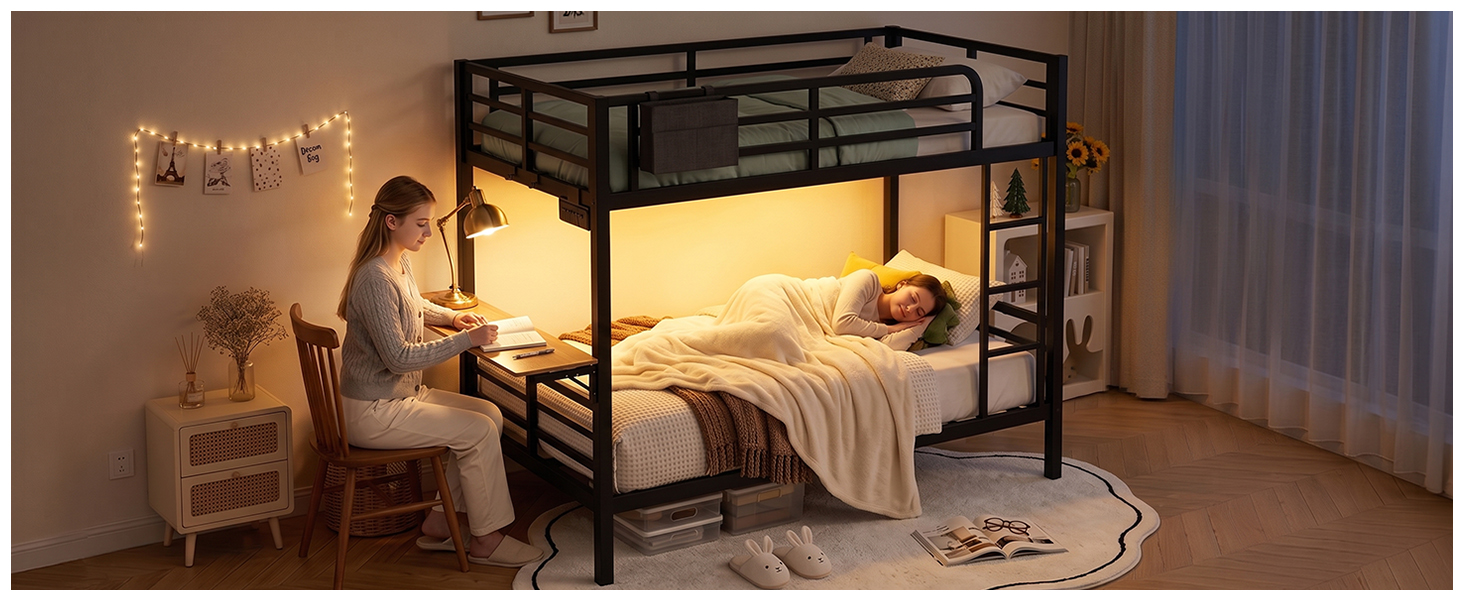 Bunk Bed with Reversible Foldable Desk