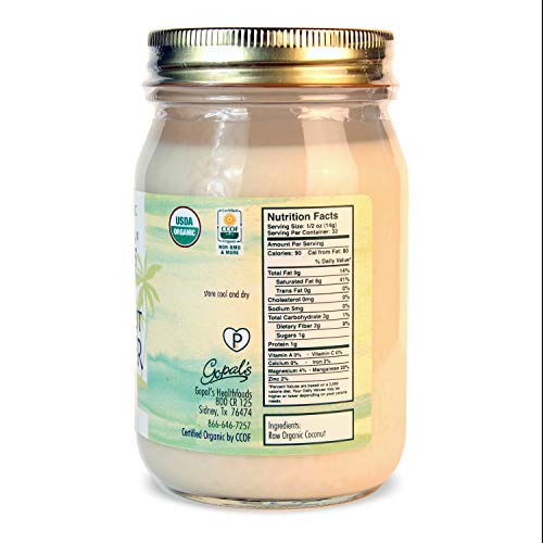 Gopal's Raw Organic Coconut Butter from 100% Organic and Non-GMO Coconuts, USDA Certified – Gopal’s Coconut Butter 16 oz (453g)