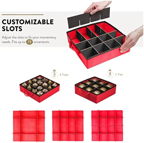 ZOBER All in One Christmas Ornament Storage Box & Decoration Container - Easy Access Removable Trays