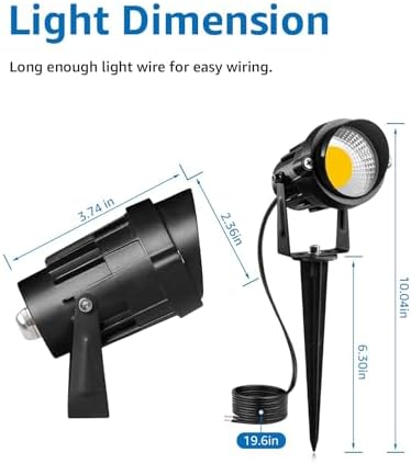 SUNVIE Low Voltage LED Landscape Lights with Spike Stand & Connector 12Pack