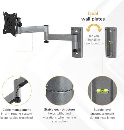 Mount-It! Lockable RV TV Mount for Camper, Trailer, Motorhome, Truck & Boat, Full Motion, Quick Release, Rust-Resistant Aluminum