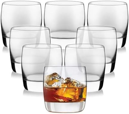 Libbey Blue Ribbon Rock Glasses Set, Artisan-Inspired Four-Dimple Shaped Glass Cups, Dishwasher Safe Whiskey Glasses Set of 8 for Dinners, Parties