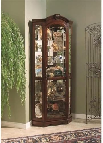 Beaumont Lane 78" H Traditional Wood Corner Curio Cabinet with Adjustable Glass Shelves & Adjustable Glides for Leveling Assembly Required