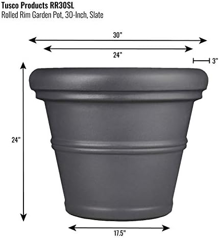 Tusco Products T30 Rolled Rim Pot, Round, Terra Cotta, 30-Inch