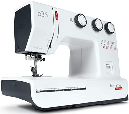 Bernette B35 Sewing Machine Swiss Design with 23 Stitches, 7 Presser Feet, Automatic Buttonhole, Quilting, Heavy-Duty Build, LED Light, Portable