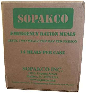 Sopakco MRE Case Pack of 14, Survival & Emergency Green Box | Sopakco MRE case of 14 ready-to-eat meals, long shelf life survival and emergency food