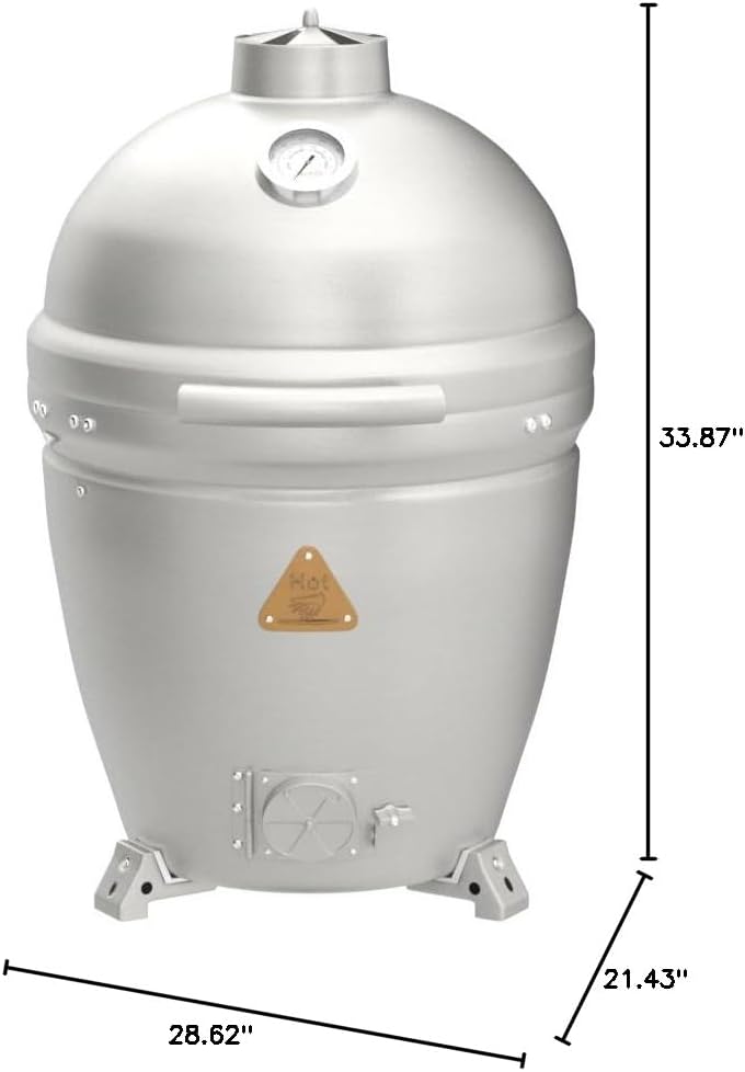 Blaze 20‑Inch Cast Aluminum Kamado Grill | Heavy-Duty 1″ Cast Aluminum Body | 20″ Hex Stainless Grates | Tongue‑and‑Groove Seal