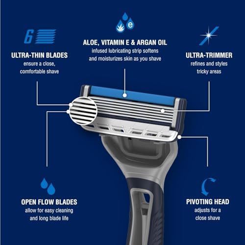 Barbasol Ultra 6 Plus Disposable Razor Value Pack (1 Pack/3 Total Razors) | Premium 6-Blade Disposable Razors, Close Shave technology
