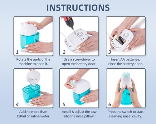 Nasal Irrigation System, Sinus Rinse Machine, Nasal Rinse Machine with Salt Water Tank & Waste Collection Tank - Nose Cleaner for Sinus