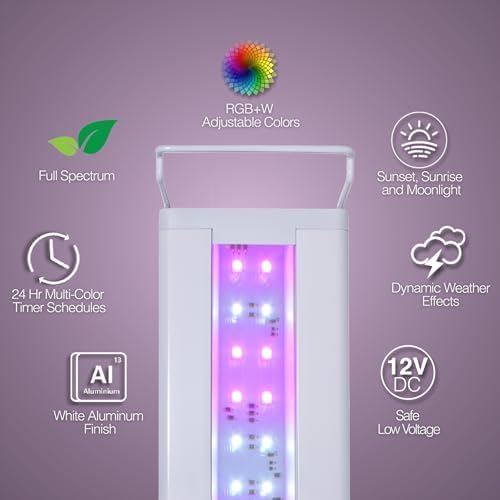 CURRENT USA 18-24" Inch White Full Spectrum Freshwater LED Aquarium Plant Light 10 15 20 25 Gallon | Satellite Plus RGB+ for Aquariums | Wireless 24