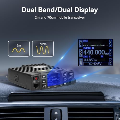 Retevis RT95 Mobile Ham Radio, 2m/70cm Dual Band Mobile Ham Radio Kit | Dual Speakers, CHIRP, 180° Rotatable LCD Screen, VOX, Ham Radio Base Station, Mobile Transceiver with Cable for Vehicle Car