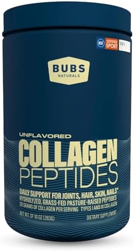 BUBS Naturals Collagen Peptides Powder, Collagen for Women & Men, Hydrolyzed Peptides, Unflavored Pasture Raised Grass Fed, Paleo Keto Friendly, Supports Hair Skin & Joint Health (20 oz) 28 Servings