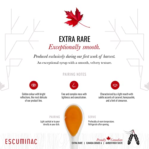 Escuminac Canadian Maple Syrup, Extra Rare Amber Rich Taste, Pure & Organic. Mini Glass Bottles 12 x 50ml, Bulk Format for Party Favors, Wedding