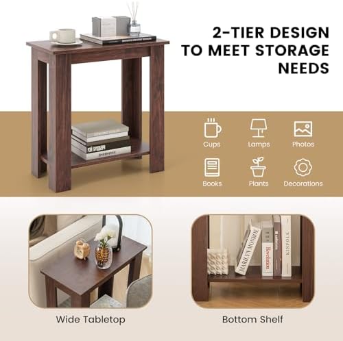 Casart End Table Coffee Sofa Wooden End Shelf Living Room Bedroom Chair Side Table Furniture Espresso