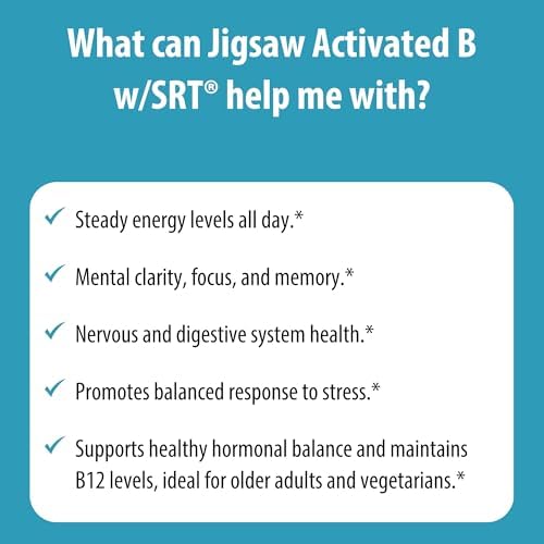 Jigsaw Health Activated B w/SRT | Supports Healthy Nervous System and Energy Production | 120 Tablets