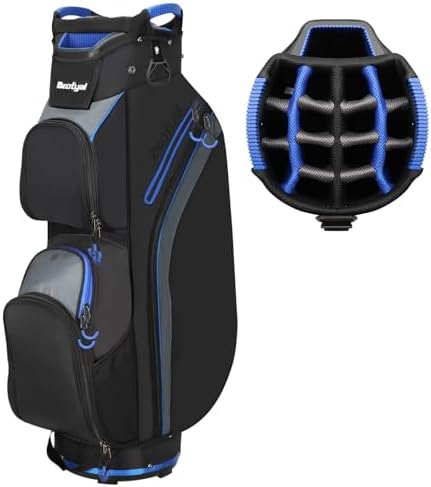15-Way Golf Cart Bag, Lightweight Golf Club Bag for Men with Cooler | 15 Separate Compartments Easy Club Access Multiple Storage Pockets Cart Strap Channel Beverage Storage and Carry Handles
