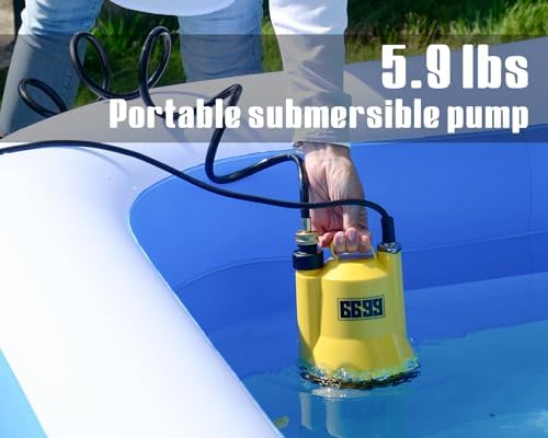 1/6HP Portable Utility Pump Submersible Small Backup Sump Pump Draining Tool to Remove Water from Flooding House Basement Pool Tankless Heater