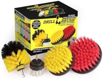 Drillbrush Electric Nylon Drill Brush Attachment Set for Bathroom Cleaning | Power Scrubber Brush Kit for Bathtub, Shower & Tile - Grout Cleaner Kit - All-Purpose Household Cleaning Brushes for Drill