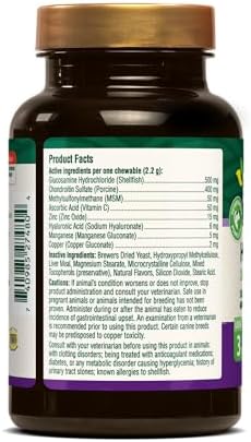 PetNC Natural Care Hip and Joint Soft Chews for Dogs, 90 Count - 27591 | Glucosamine Chondroitin MSM Dog Chews with Hyaluronic Acid, Liver Flavored Bone & Joint Support Supplement, For All Breeds