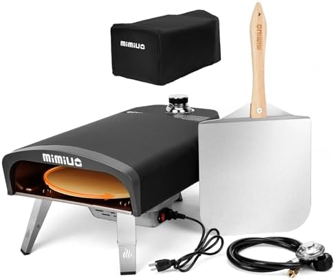 Mimiuo 12" Gas Pizza Oven Outdoor 33Lbs – 60S Bake, w/Stone, Peel & Cover