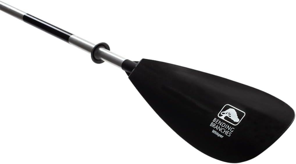 Bending Branches Whisper Kayak Paddle – 2‑Piece Aluminum Shaft, Polypropylene Blades, Adjustable 0°/60° Feathering, Black Comfort Grips, Dihedral Blade Design for Recreational Paddling
