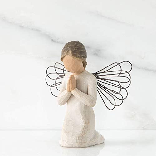 Willow Tree Angel of Prayer, Sculpted Hand-Painted Figure | Kneeling Angel With Hands in Prayer, Baptism and Communion Gift