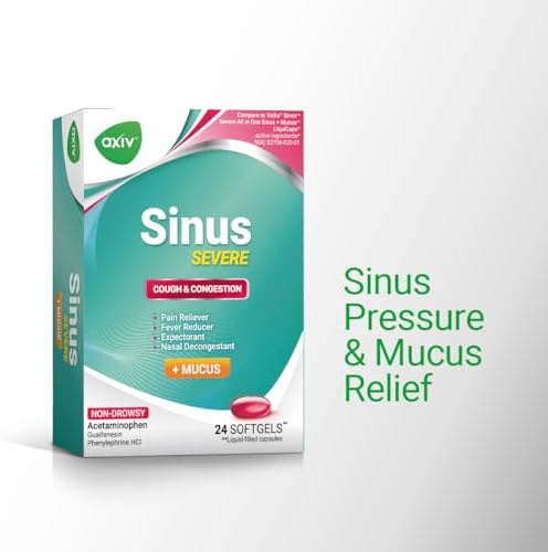 AXIV Sinus Head Congestion & Sinus Severe & Mucus Relief – 24 Softgels Each Bundle