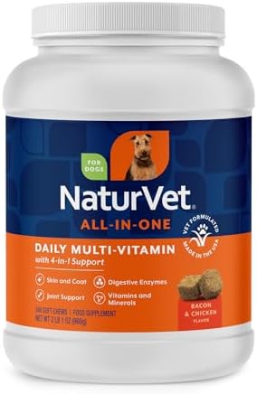 NaturVet All-in-One Cat & Dog Supplement Daily Multivitamin - 13 Oz Powder | Daily Multivitamin for Dogs & Cats - Supports Digestion, Skin & Coat with Omega-3, 6, 9 in a Wheat-Free Formula, 13 Oz Powder