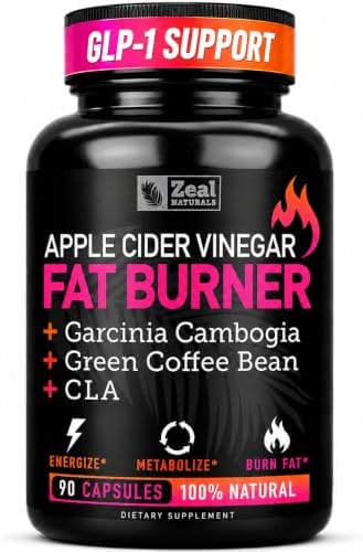 Zeal Apple Cider Vinegar Hunger & Metabolism Support - ACV Capsules - Garcinia Cambogia + w. CLA & Green Coffee Bean Green Tea, 90 Capsules