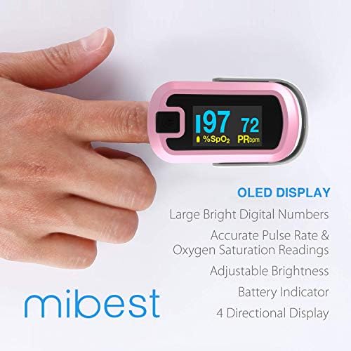 OLED Finger Pulse Oximeter, O2 Meter, Dual Color White/Pink