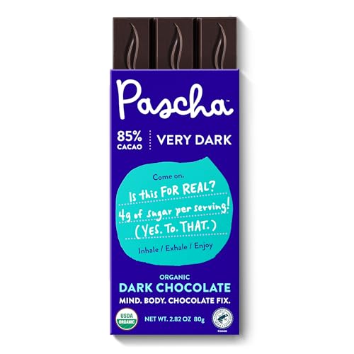 Pascha 85% Cacao Dark Chocolate Bars - Organic, Vegan, 10 Count | Pascha 85% Organic Vegan Dairy Free Dark Chocolate Bars, 10 Count