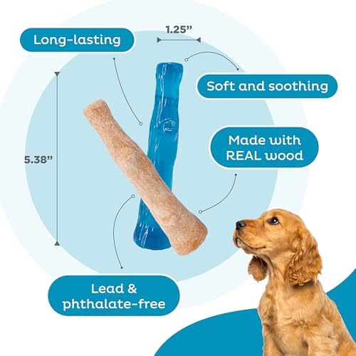 Outward Hound Puppy 2-Pack Dog Chew Toys – Real-Wood Blend Dogwood & Chewy TPE, Moderate Chewers, Small, 5.3"