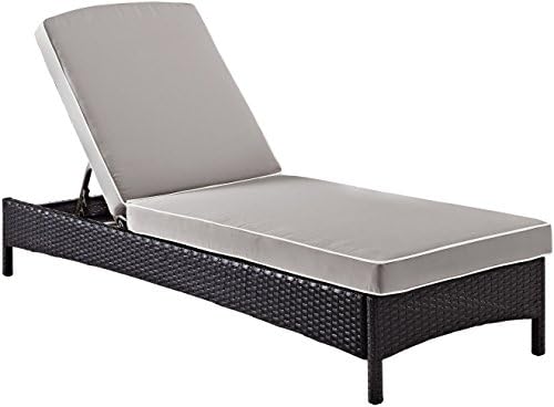 Crosley Furniture Palm Harbor Reclining Wicker Outdoor Chaise Lounge Chair for Patio, Deck, Poolside, Brown with Sand Cushions