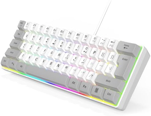 Wired RGB Gaming Membrance Keyboard. 60 Percent Mini Creamy LED Computer Keyboard .Small Ergonomic Clicky Teclado with ABS Backlit Unreplaceable