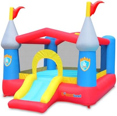 Bounceland Bounce House Castle with Basketball Hoop Inflatable Bouncer, Fun Slide, Safe Entrance Opening, UL Certified Strong Blower Included