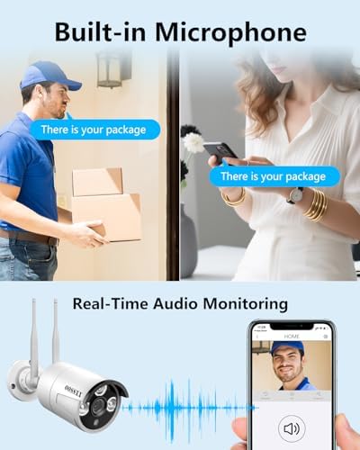 (2026 Update) Wireless WiFi Outdoor Security Camera System, IP67 Waterproof Dual Antenna Cameras, Audio Recording, Night Vision, No Monthly Fee