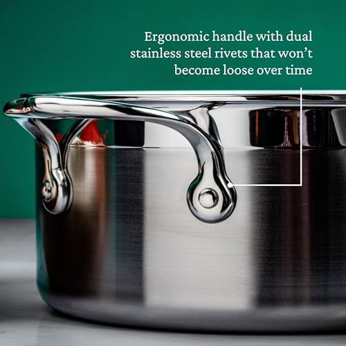 Hestan ProBond Forged - Professional Clad Stainless Steel Sauce Pan with Helper Handle, 4 Quart, Induction Compatible