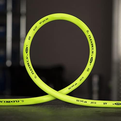 Flexzilla Air Hose, 3/8 in. x 50 ft., 3/8 in. MNPT Fittings, Heavy Duty, Lightweight, Hybrid, ZillaGreen - HFZ3850YW3