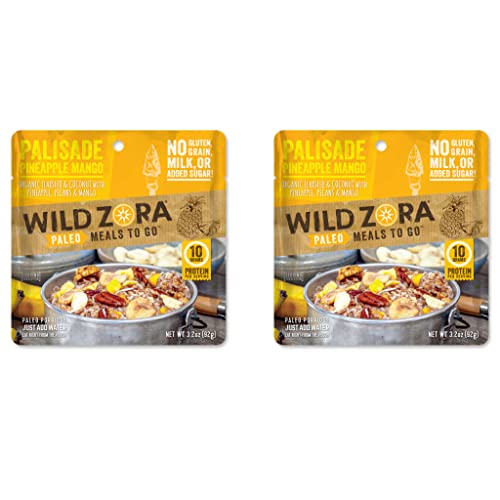Wild Zora Paleo Freeze Dried Meals for Backpacking & Camping - Healthy Gluten Free & Grain Free Camping Meals/Backpacking Food + No Added Sugar - Great for Travel (Cliffside Coconut Berry 2-Pack)
