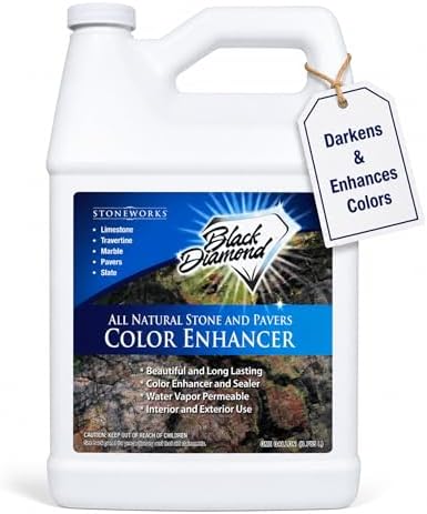 Color Enhancer Sealer for All-Natural Stone and Pavers. Marble, Travertine, Limestone, Granite, Slate, Concrete, Grout, Brick, Block. (1 Gallon)