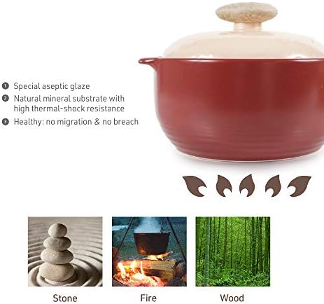 Neoflam Kiesel 2qt Non-Stick Ceramic Casserole Pot, Dutch Oven, Clay Pot, Stockpot For Stew, Soup, Steam, Scratch Resistant, Oven Safe, Heat Resistant, Plum