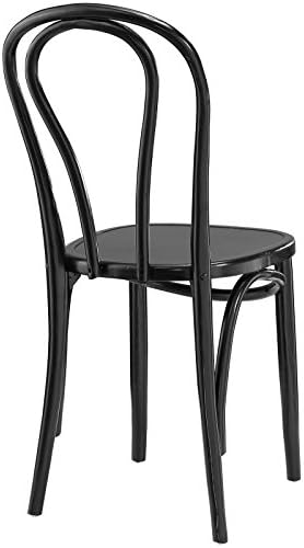 Modway Eon Natural Elm Wood Kitchen and Dining Room Chair in Black - Fully Assembled